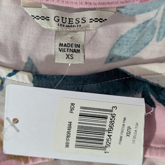 Guess Long Sleeve Zelda Top Freesia Pink XS NEW Cutout - Picture 5 of 6